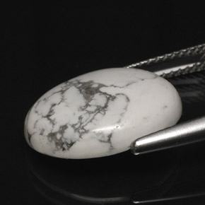 Howlite Bianco grigio naturale da 7.62 ct, Taglio ovale, Opaco