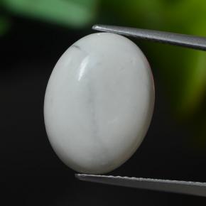Howlite bianco grigio naturale da 8,56 ct, taglio ovale, opaco