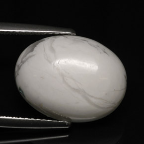 Howlite Bianco grigio naturale da 8.10 ct, Taglio ovale, Opaco