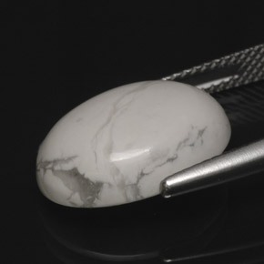 Howlite Bianco grigio naturale da 8.10 ct, Taglio ovale, Opaco