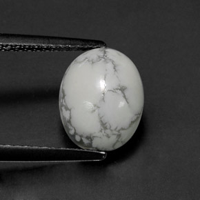 Howlite Bianco grigio naturale da 2.60 ct, Taglio ovale, Opaco