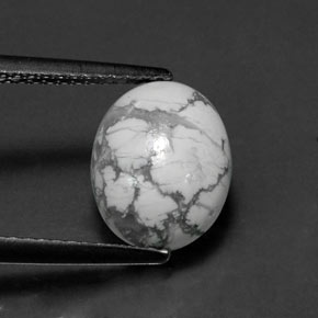 Howlite naturale bianco da 2,69 ct, taglio ovale, opaco