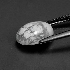Howlite naturale bianco da 2,69 ct, taglio ovale, opaco