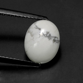 Howlite naturale bianco da 2,55 ct, taglio ovale, opaco