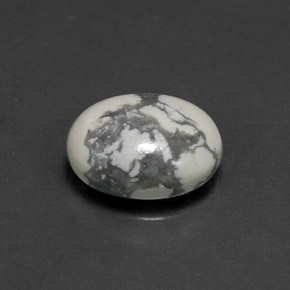 Howlite bianco grigio naturale da 2,66 ct, taglio ovale, opaco