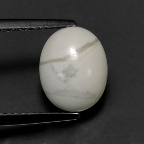 Howlite Bianco grigio naturale da 2.67 ct, Taglio ovale, Opaco