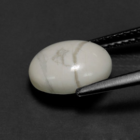 Howlite Bianco grigio naturale da 2.67 ct, Taglio ovale, Opaco