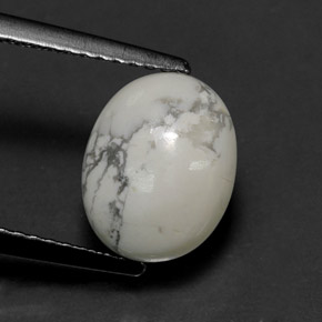 Howlite Bianco grigio naturale da 2.65 ct, Taglio ovale, Opaco