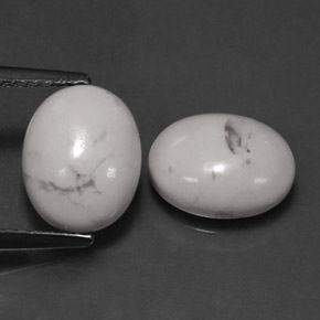 Gemme di Howlite Bianco grigio naturale da  ct, Taglio ovale, Opaco