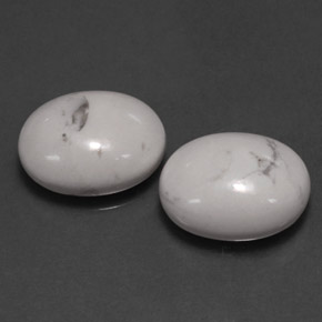 Gemme di Howlite Bianco grigio naturale da  ct, Taglio ovale, Opaco