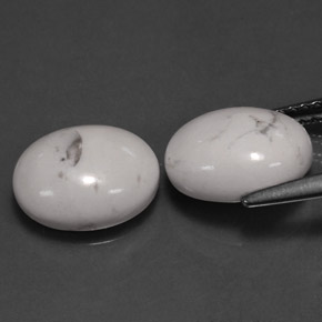 Gemme di Howlite Bianco grigio naturale da  ct, Taglio ovale, Opaco