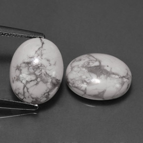 Gemme di Howlite Bianco grigio naturale da  ct, Taglio ovale, Opaco
