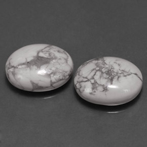 Gemme di Howlite Bianco grigio naturale da  ct, Taglio ovale, Opaco