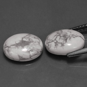 Gemme di Howlite Bianco grigio naturale da  ct, Taglio ovale, Opaco