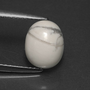 Howlite naturale bianco da 2,24 ct, taglio ovale, opaco