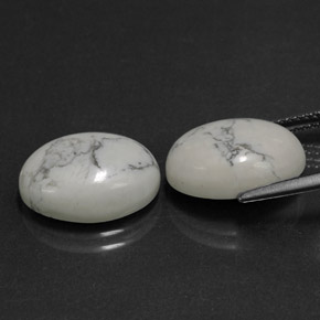 Gemme di Howlite Bianco grigio naturale da  ct, Taglio ovale, Opaco