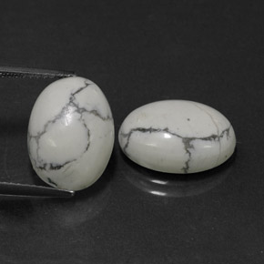 Gemme di Howlite Bianco grigio naturale da  ct, Taglio ovale, Opaco