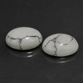 Gemme di Howlite Bianco grigio naturale da  ct, Taglio ovale, Opaco