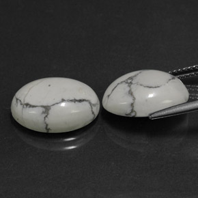 Gemme di Howlite Bianco grigio naturale da  ct, Taglio ovale, Opaco
