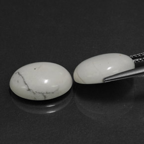 Gemme di Howlite Bianco grigio naturale da  ct, Taglio ovale, Opaco