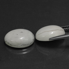 Howlite naturale bianco da 11,68 ct, taglio ovale, opaco