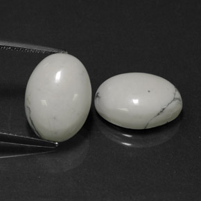 Howlite naturale bianco da 11,94 ct, taglio ovale, opaco