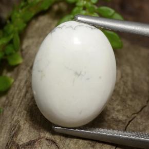 Howlite naturale bianco da 7,51 ct, taglio ovale, opaco