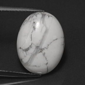 Howlite naturale bianco da 7,54 ct, taglio ovale, opaco