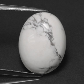 Howlite naturale bianco da 7,41 ct, taglio ovale, opaco