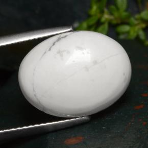 Howlite Bianco grigiastro chiaro naturale da 9.63 ct, Taglio ovale, Opaco