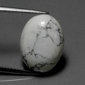 Howlite naturale bianco da 7,88 ct, taglio ovale, opaco