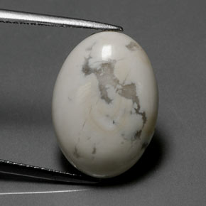 Howlite Bianco grigio naturale da 9.40 ct, Taglio ovale, Opaco