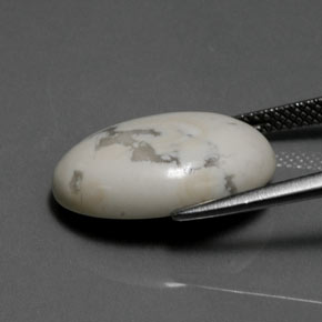 Howlite Bianco grigio naturale da 9.40 ct, Taglio ovale, Opaco