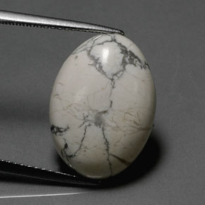 Howlite bianco grigio naturale da 9,98 ct, taglio ovale, opaco