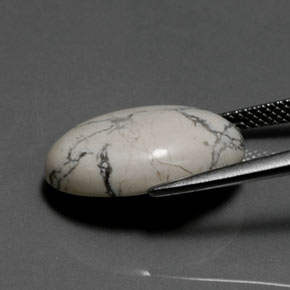 Howlite bianco grigio naturale da 9,98 ct, taglio ovale, opaco