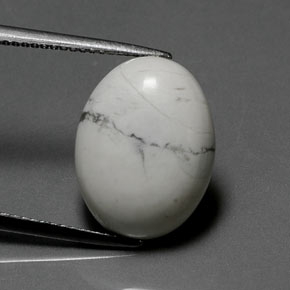 Howlite naturale bianco da 8,27 ct, taglio ovale, opaco