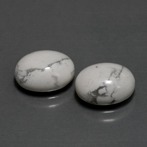 Gemme di howlite bianco grigio naturale da  ct, taglio ovale, opaco
