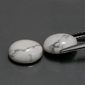 Gemme di howlite bianco grigio naturale da  ct, taglio ovale, opaco