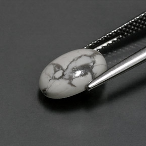 Howlite Bianco grigio naturale da 2.48 ct, Taglio ovale, Opaco