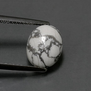 Howlite Bianco grigio naturale da 2.36 ct, Taglio ovale, Opaco