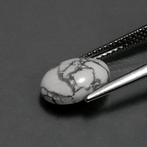 Howlite Bianco grigio naturale da 2.36 ct, Taglio ovale, Opaco