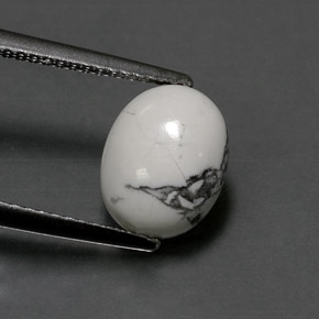 Howlite naturale bianco da 2,60 ct, taglio ovale, opaco