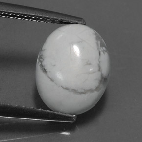 Howlite naturale bianco da 2,49 ct, taglio ovale, opaco
