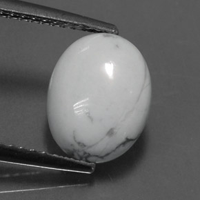 Howlite naturale bianco da 2,55 ct, taglio ovale, opaco