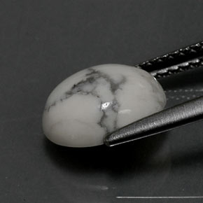 Howlite Bianco grigio naturale da 2.24 ct, Taglio ovale, Opaco