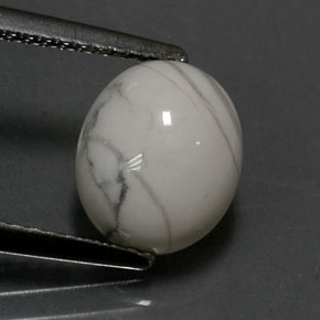 Howlite Bianco grigio naturale da 2.36 ct, Taglio ovale, Opaco
