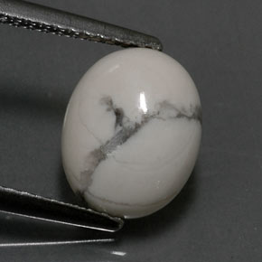 Howlite Bianco grigio naturale da 2.60 ct, Taglio ovale, Opaco