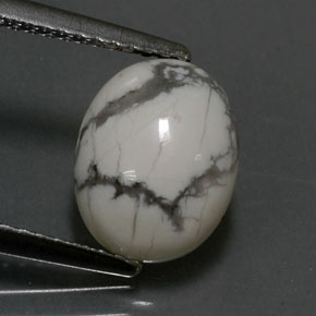 Howlite bianco grigio naturale da 2,48 ct, taglio ovale, opaco