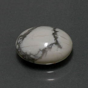 Howlite bianco grigio naturale da 2,48 ct, taglio ovale, opaco