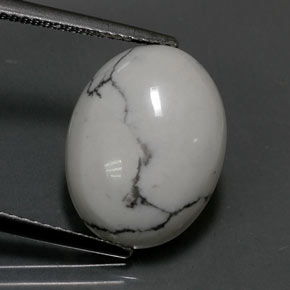 Howlite naturale bianco da 7,17 ct, taglio ovale, opaco